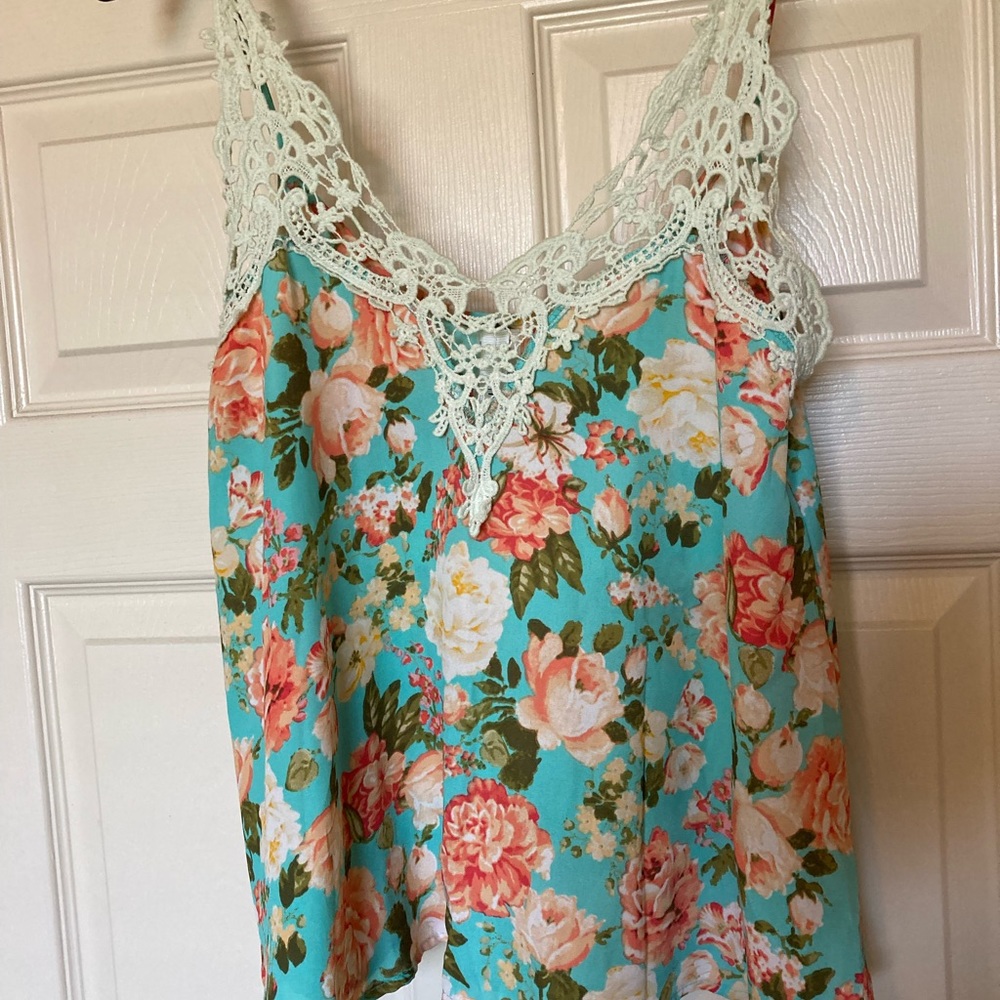 Minimi Floral Mint Green Cami Tank